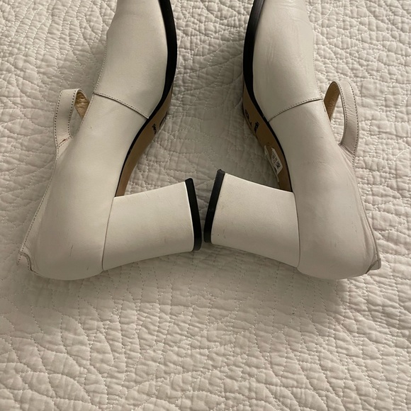 Womens Pierre Cardin White Block Heel Square Toe Retro Heels with Strap 7.5 - Picture 5 of 7